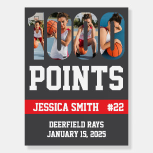 1000 Basketball Career Points Player High School Foam Board