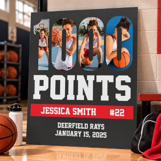 1000 Basketball Career Points Player High School Foam Board