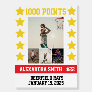 1000 Basketball Career Points Player Team Poster