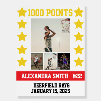 1000 Basketball Career Points Player Team Poster