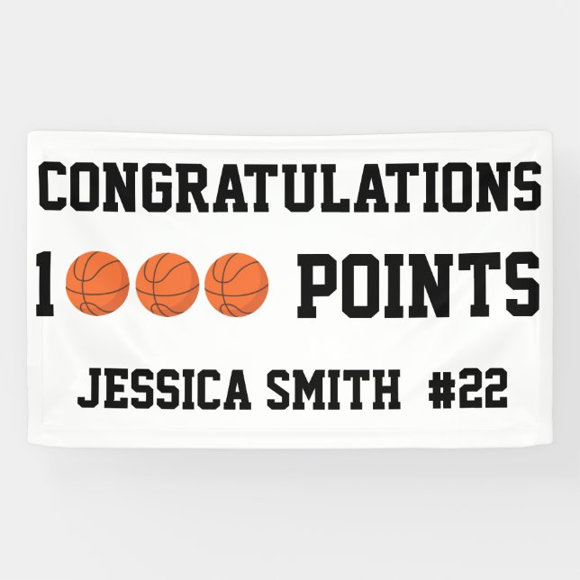 1000 Basketball Points Career Scorer Team Player  Banner (Horizontal)