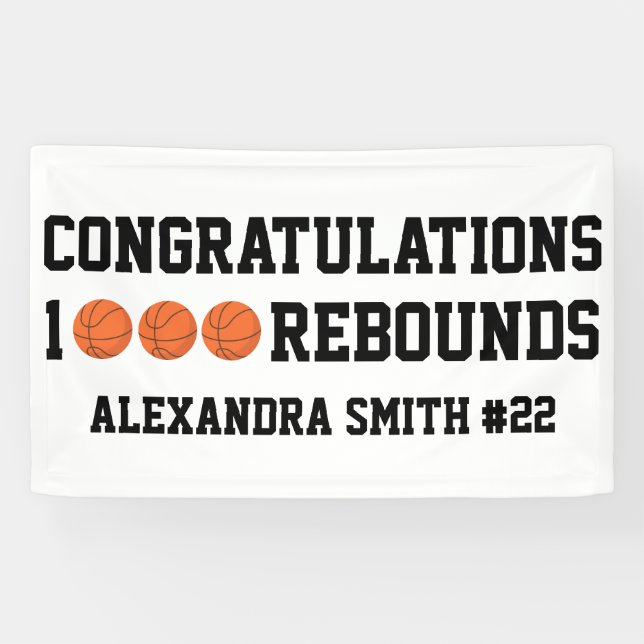 1000 Basketball Rebounds Career Team Player  Banner (Horizontal)