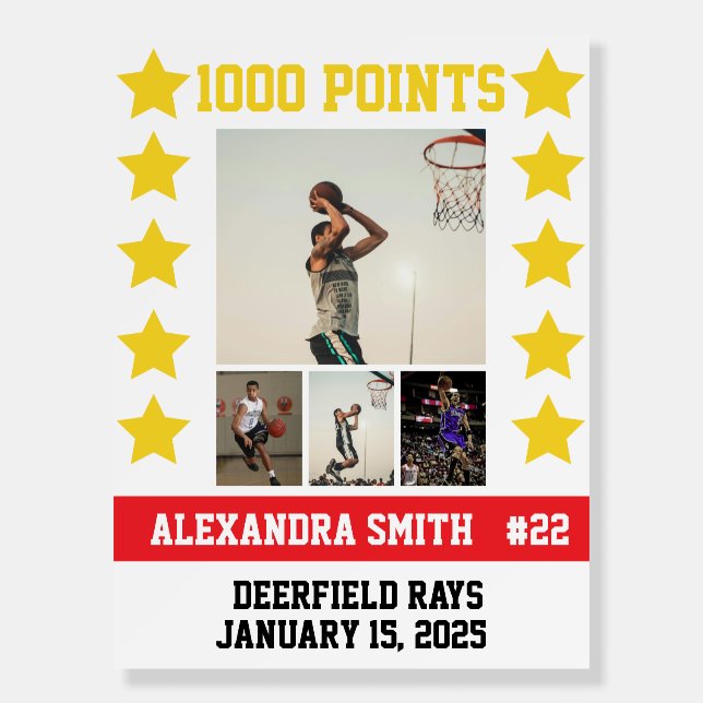 1000 Career Points Milestone Player Team Poster (Front)