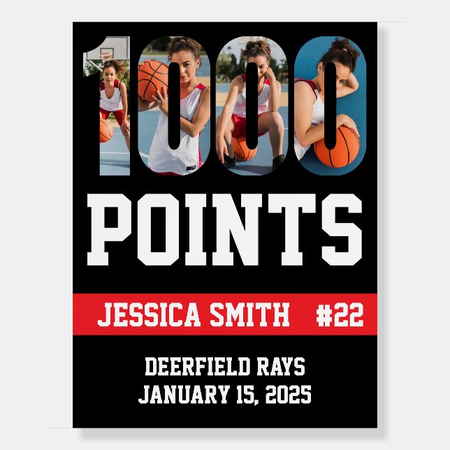 1000 Career Points Milestone Scorer Player Team Foam Board (Front)