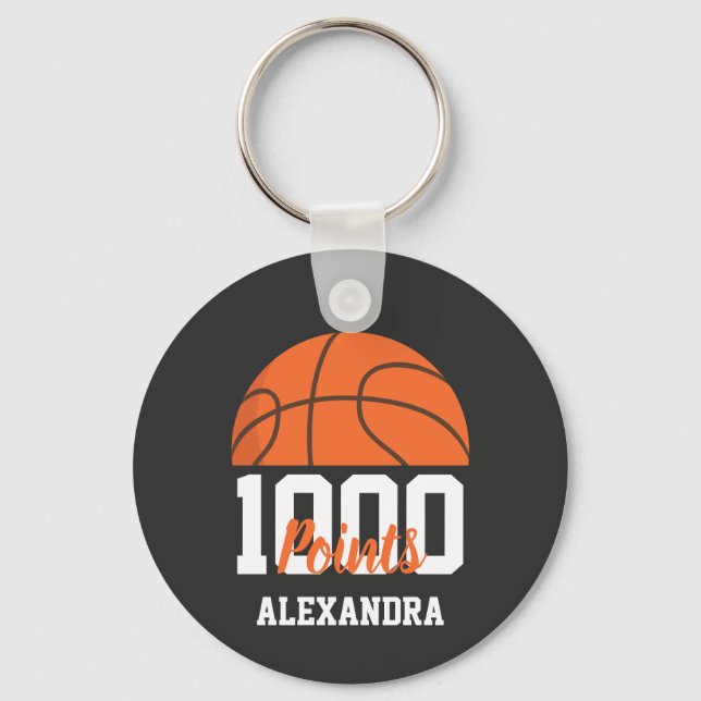 1000 Career Points Scorer Basketball Player Team Keychain (Front)