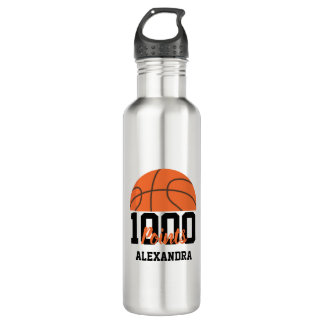 1000 Career Points Scorer Basketball Player Team Stainless Steel Water Bottle