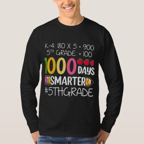 1000 Days Smarter Fifth 5th Grade Teacher Student  T_Shirt