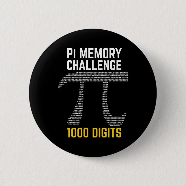 1000 Digits Of Pi Memory Challenge - Pi Day  Button (Front)