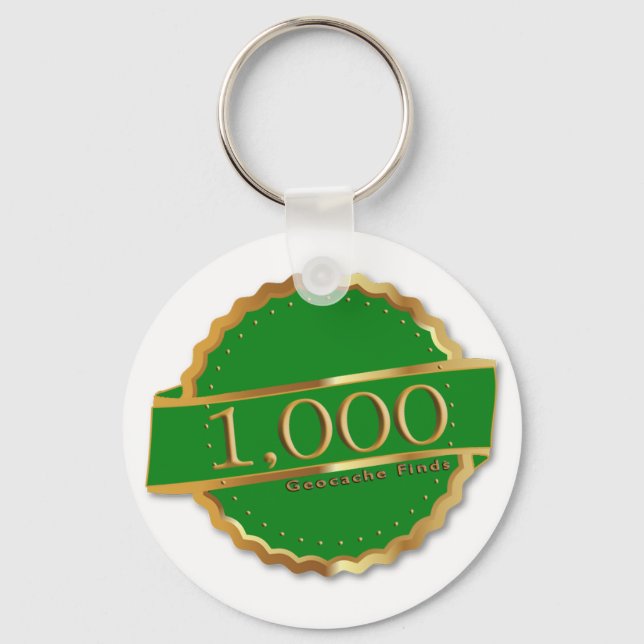 1000 FINDS  ACHIEVEMENT  Souvenir GEOCACHING Keychain (Front)