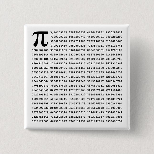 1000 First Digits Pi Number | Mathematical symbol Button (Front)