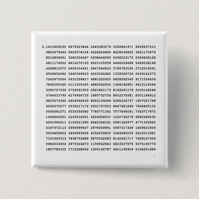 1000 First Digits Pi Number | Mathematical symbol Button (Front)