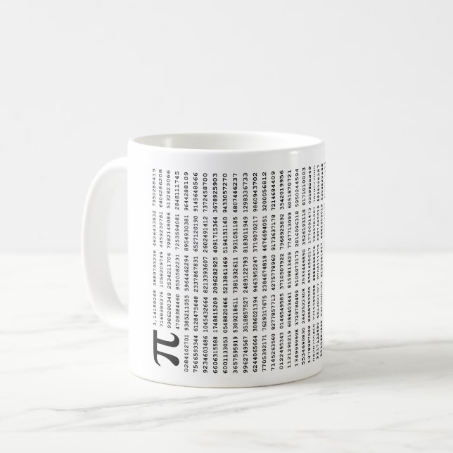 1000 First Digits Pi Number | Mathematical symbol Coffee Mug (Front Left)