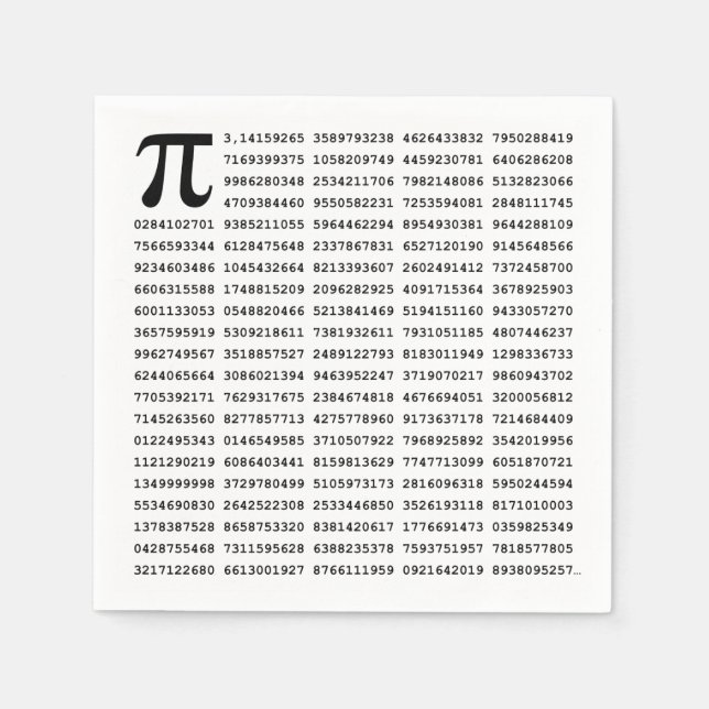 1000 First Digits Pi Number | Mathematical symbol Napkins (Front)