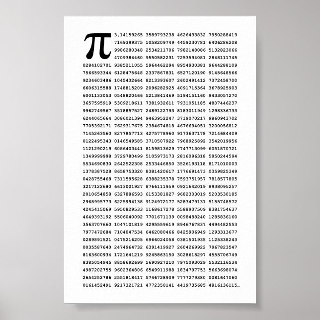 1000 First Digits Pi Number | Mathematical symbol Poster (Front)