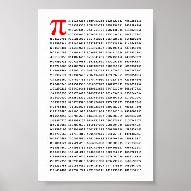 1000 First Digits Pi Number | Mathematical symbol Poster (Front)
