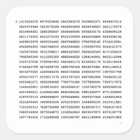 1000 First Digits Pi Number, Mathematical symbol Square Sticker