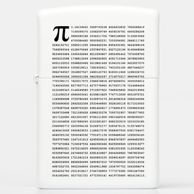 1000 First Digits Pi Number | Mathematical symbol Zippo Lighter (Front)