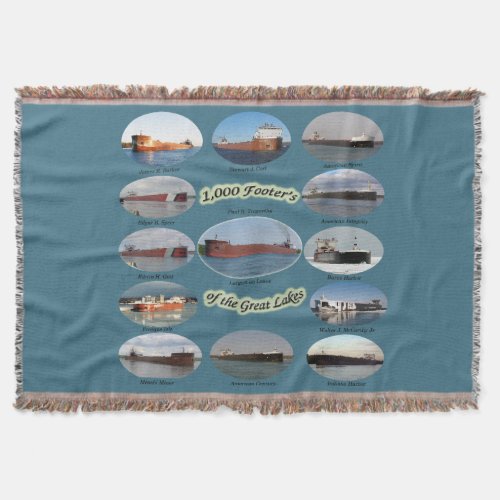 1000 Footers on Great Lakes throw blanket