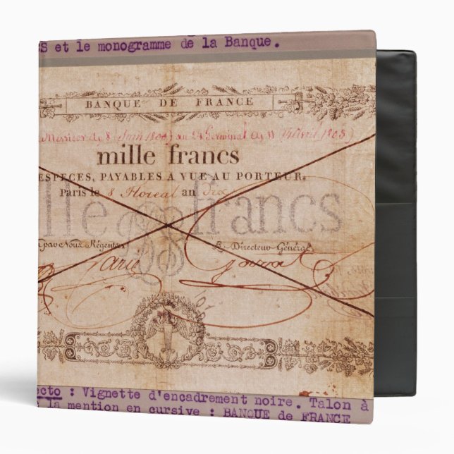 1000 Francs banknote from 8 Floreal, An X Binder (Front/Inside)