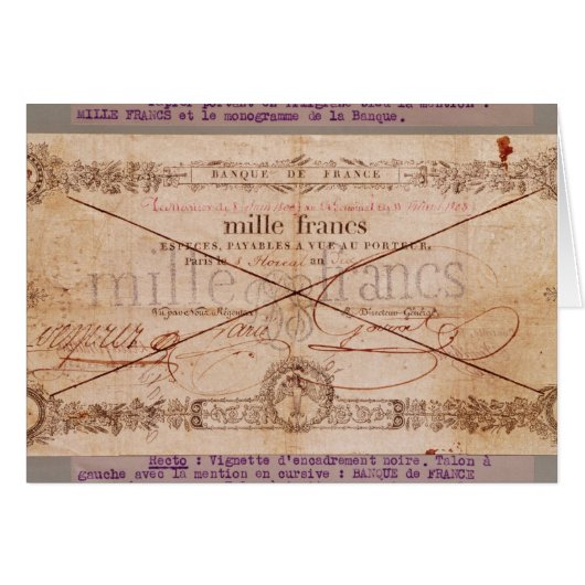 1000 Francs banknote from 8 Floreal, An X Cards (Front Horizontal)