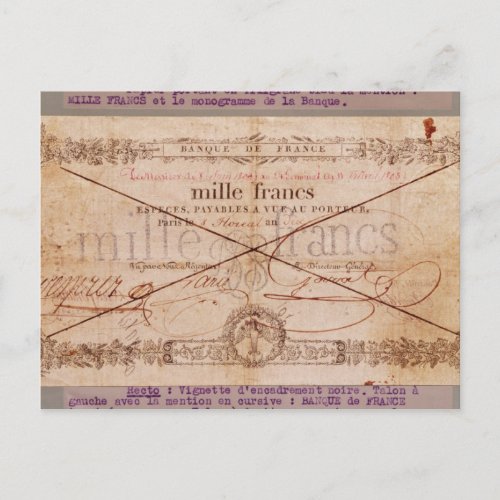 1000 Francs banknote from 8 Floreal An X Postcard