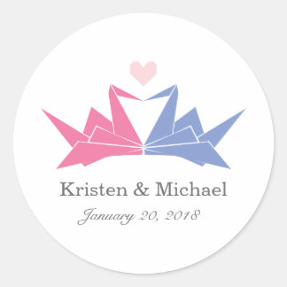 1000 Hanging Origami Paper Cranes Wedding Classic Round Sticker