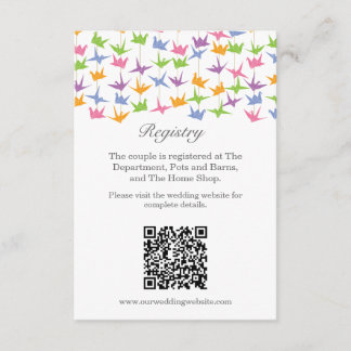 1000 Hanging Origami Paper Cranes Wedding Enclosure Card