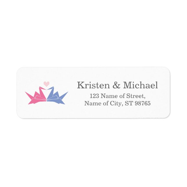 1000 Hanging Origami Paper Cranes Wedding Label (Front)