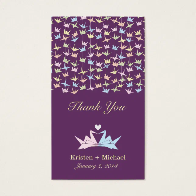 1000 Hanging Origami Paper Cranes Wedding (Purple) | Zazzle