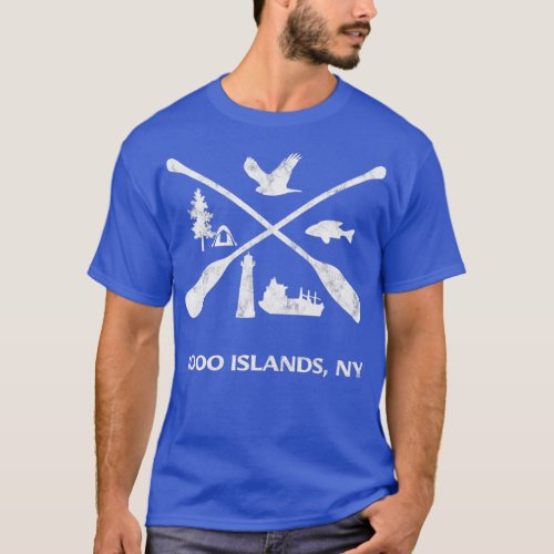 1000 Islands Canoe Oars Design slight distressed T_Shirt