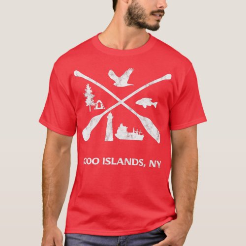 1000 Islands Canoe Oars Design slight distressed T_Shirt