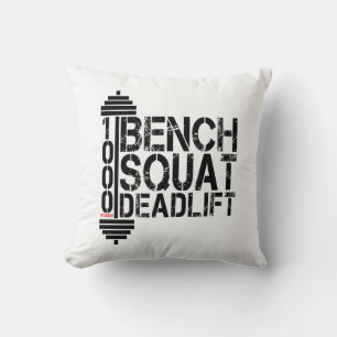 1000 Lbs Bench Squat Deadlift Powerlift Fitness Throw Pillow