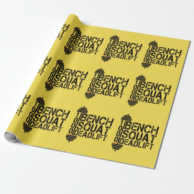 1000 Lbs Bench Squat Deadlift Powerlift Fitness Wrapping Paper (Unrolled)