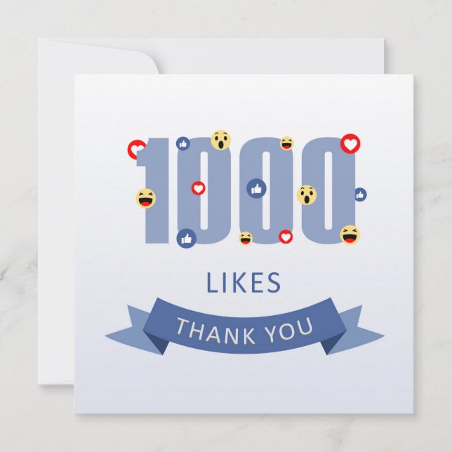 1000 Likes Thank you with emoji and heart (Front)