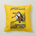 1000 Miles Up the Amazon Booth Line Tours Vintage Throw Pillow 1000 Miles Up the Amazon Booth Line Tours Vintage Throw Pillow