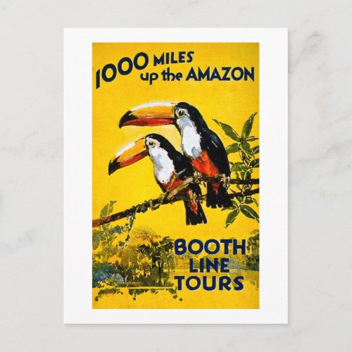1000 Miles Up The Amazon Vintage Travel Poster Postcard