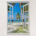1000 Piece Coastal Themed Beach Scene Jigsaw Puzzle<br><div class="desc">Palm trees and beach scene coastal theme jigsaw puzzle for adults. Create a jigsaw puzzle from your own photo or picture.</div>