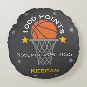 1000 Points Basketball Milestone Custom Round Pillow