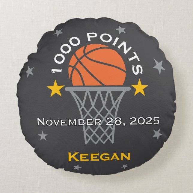1000 Points Basketball Milestone Custom Round Pillow (Front)
