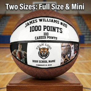 1000 Points Milestone With Custom Photos Mini Basketball