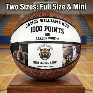 1000 Points Milestone With Custom Photos Mini Basketball