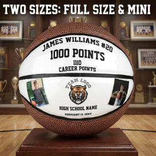 1000 Points Milestone With Custom Photos Mini Basketball