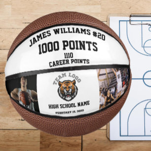1000 Points Milestone With Custom Photos Mini Basketball