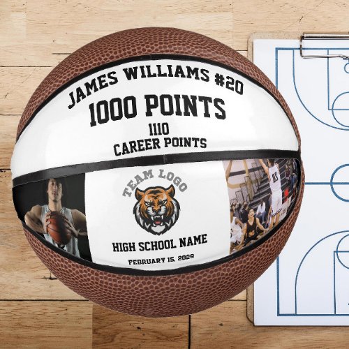 1000 Points Milestone With Custom Photos Mini Basketball