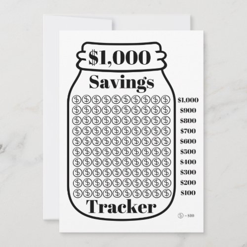 1000 Savings Tracker Mason Jar Budget Goal Sheet Invitation