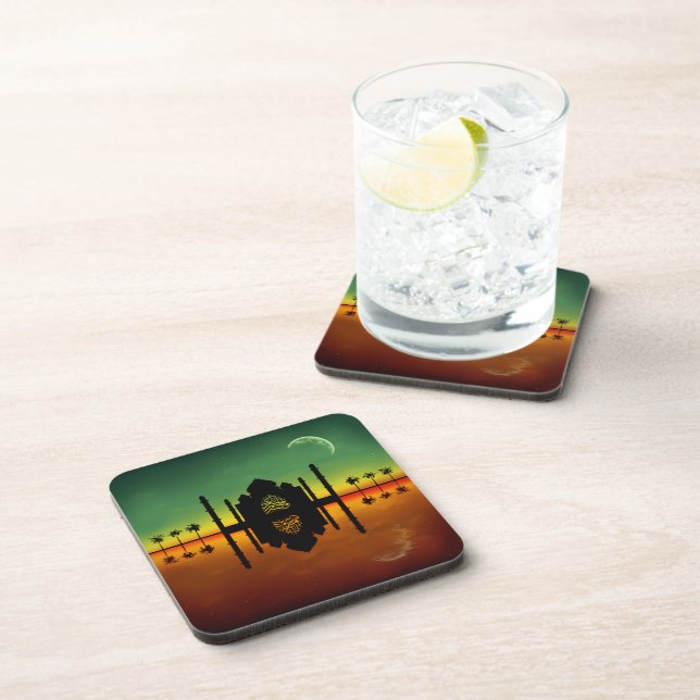 1001 Oriental Night Reflection Beverage Coaster (Right Side)