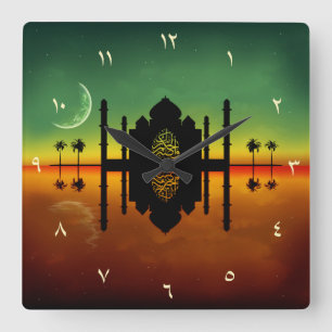 1001 Oriental Night Reflection Square Wall Clock