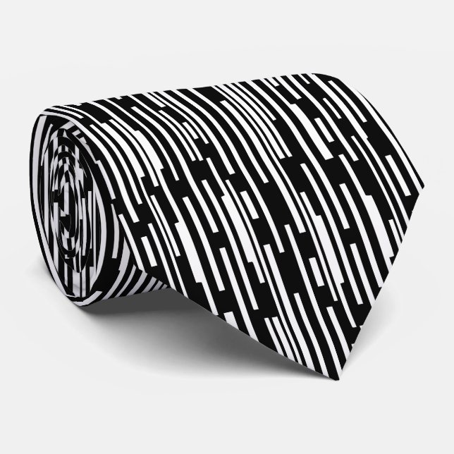100216 - Black and White Neck Tie (Rolled)