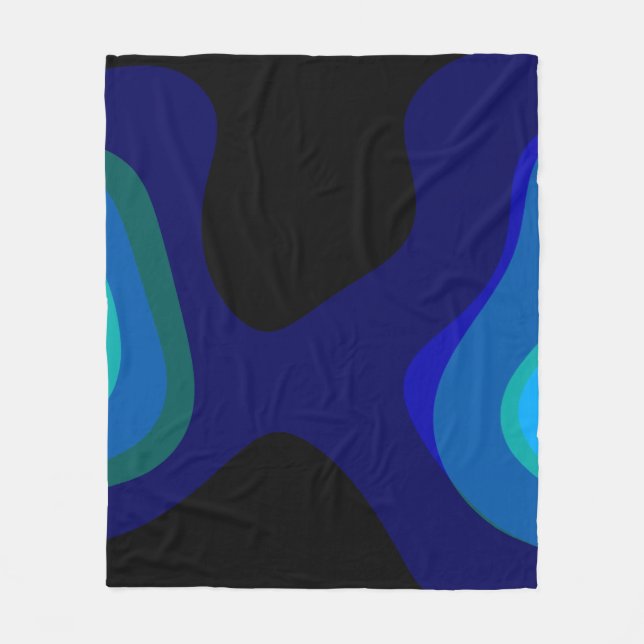 1007 Black And Blue Abstract Art Fleece Blanket (Front)