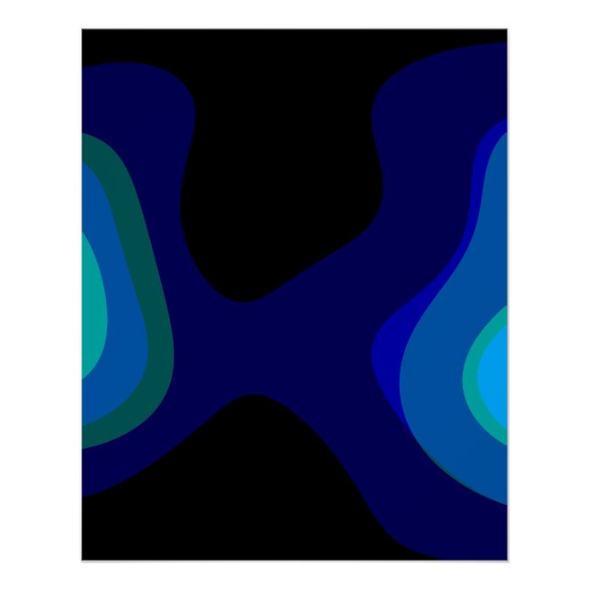 1007 Black And Blue Abstract Art Poster (Front)
